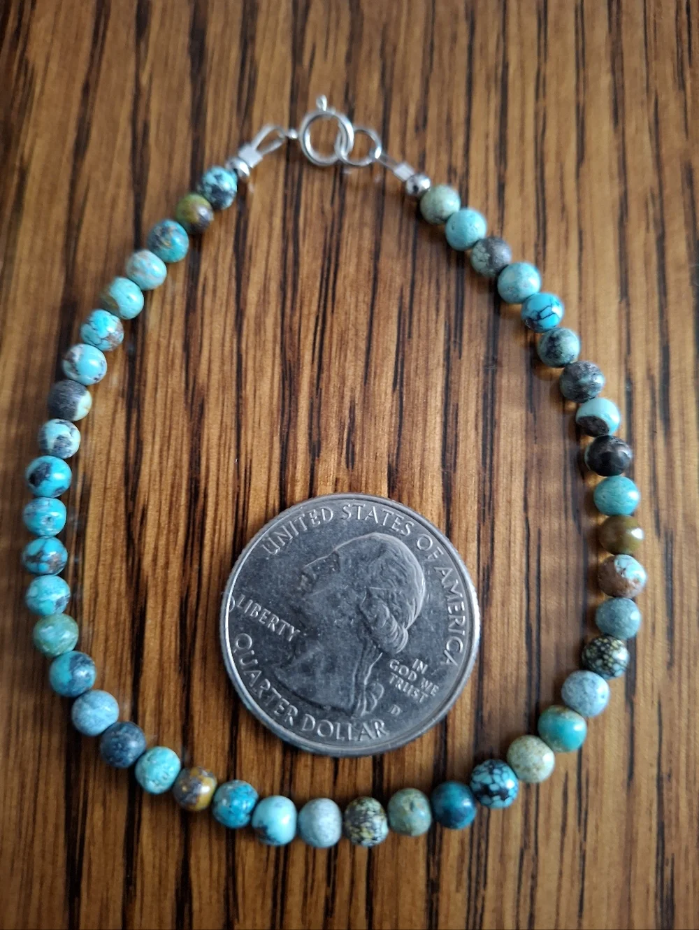 Bracelet Hubei Turquoise 4mm Beaded 7.5
